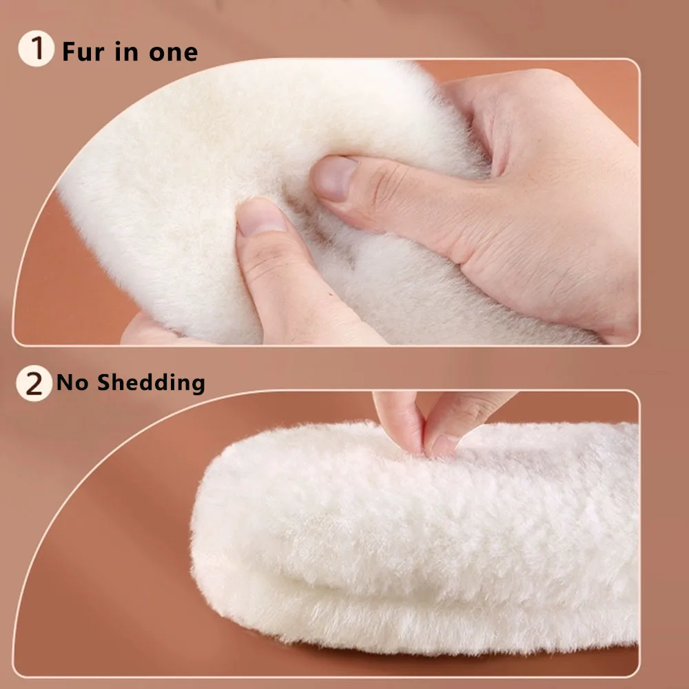 2 Pairs Genuine Thick Sheepskin Fleece Insoles for Shoes Woman Man Winter Feet Warm Insole Premium Fluffy Wool Shoe Soles