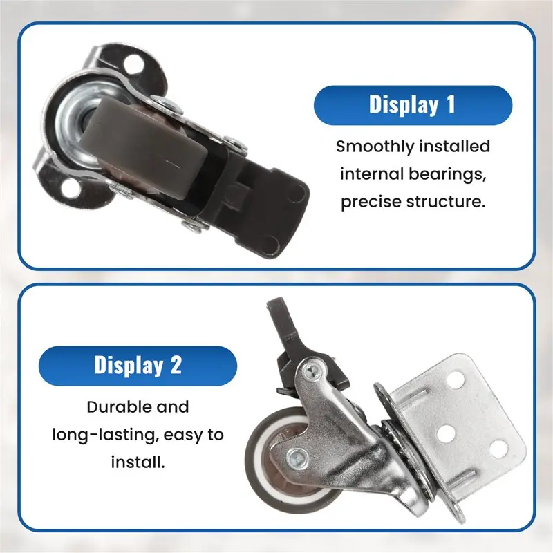 2025 Trend Side Mount Casters,Casters Set Of 4 With Brake,L-Shape Plate Small Wheels For Furniture,Cabinet Casters