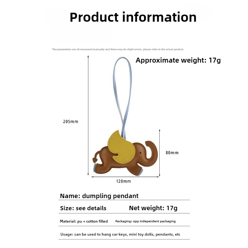พวงกุญแจหนังรูปช้างมาสคอตห้อยกระเป๋าดีไซเนอร์ พวงกุญแจรถยนต์สุดสร้างสรรค์ ช้างน้อยน่ารักบินได้ ของขวัญคริสต์มาส จี้ห้อยกระเป๋า