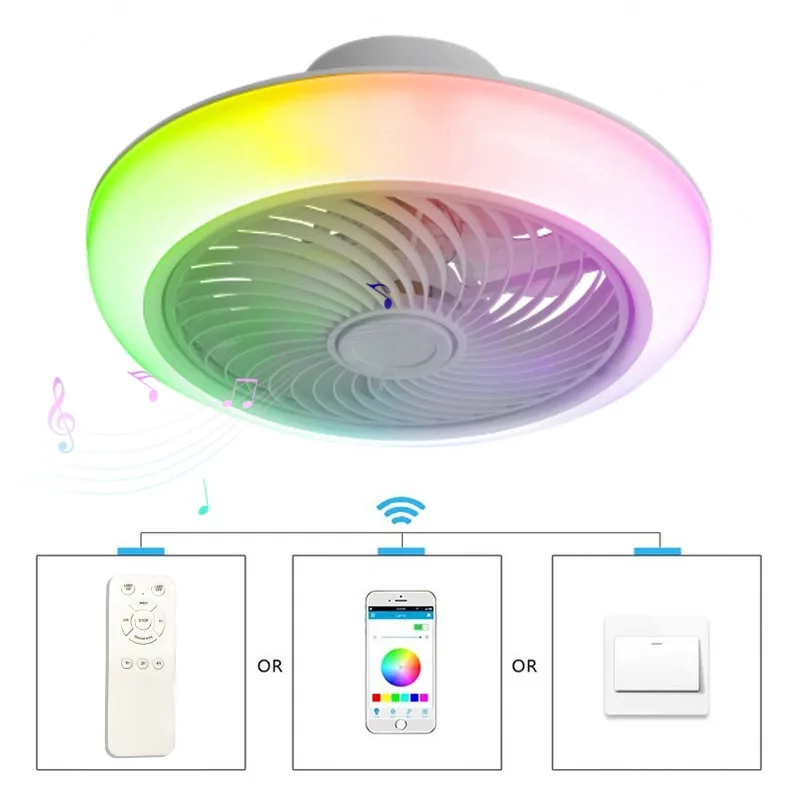 Imagem -04 - Magia Cor Quarto Fan Light Quarto de Casa Sala de Jantar Luz de Teto Led Smart App Bluetooth Música Lâmpada Invisível