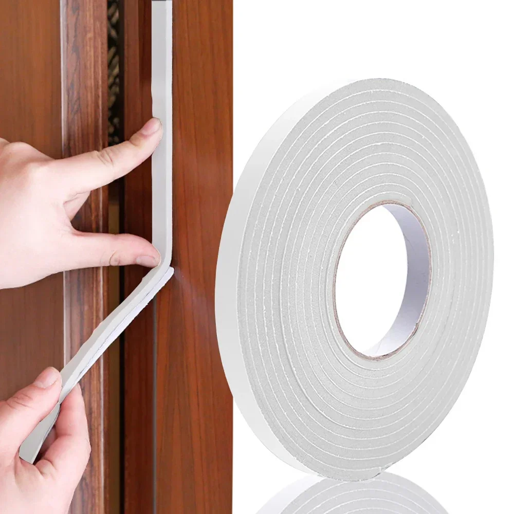 5m Self Adhesive Foam Tape Door Sealing Strip Double-sided Noise Insulation Anti-Collision Window Gap Draught Excluder