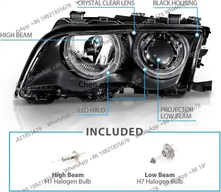 For  E46 4-Door LED Head Lamp With CCFL Angel Eyes 2001-2005 Year 12V Voltage