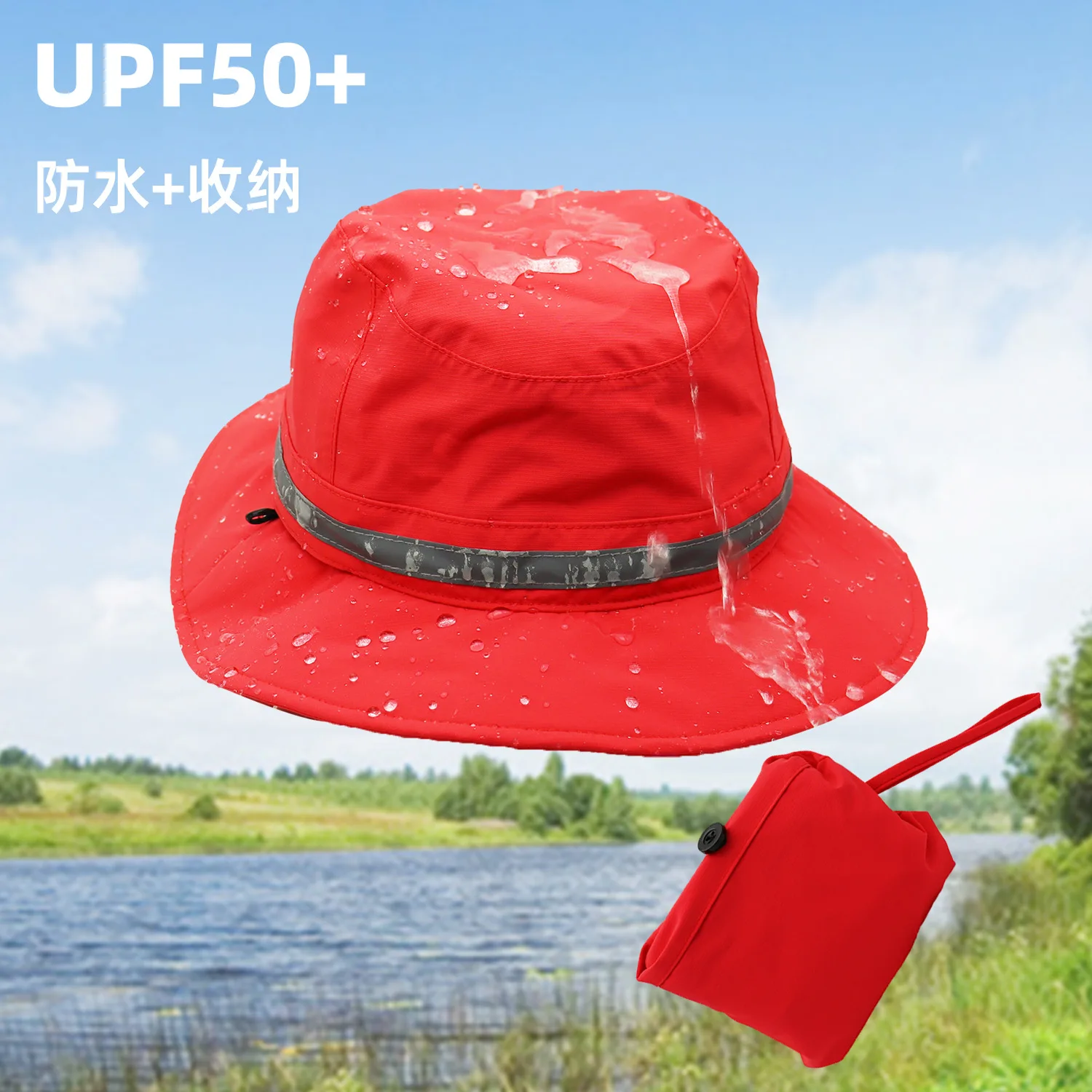 2025 new hat men's quick-drying sunscreen bucket hat outdoor waterproof and rainproof integrated storage sun hat