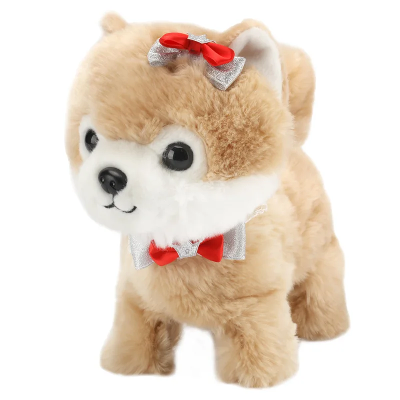 Chien robot coule avec contrôle du son, jouets électroniques en peluche pour animaux de compagnie, marche, aboiement, laisse, jouets en peluche pour