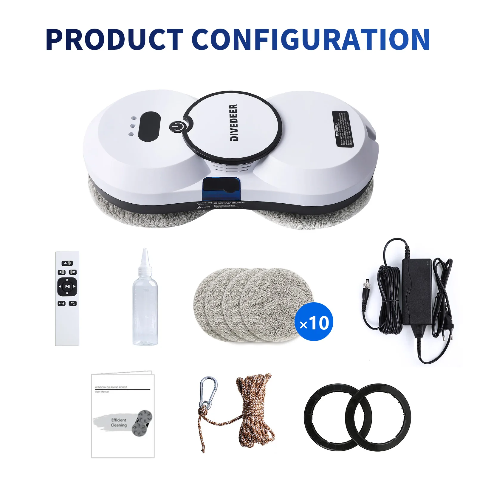 DIVEDEER Window Cleaning Robot Large Suction Spray Electric Window Cleaning Robot Anti-fall Remote Control Vacuum Cleaner