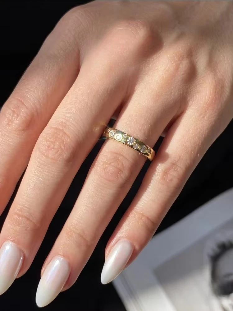 Echte runde Moissanit-Diamant-Eheringe für Damen, Verlobungsringe, Jubiläumsringe, personalisierter, eleganter Schmuck – Detail 2