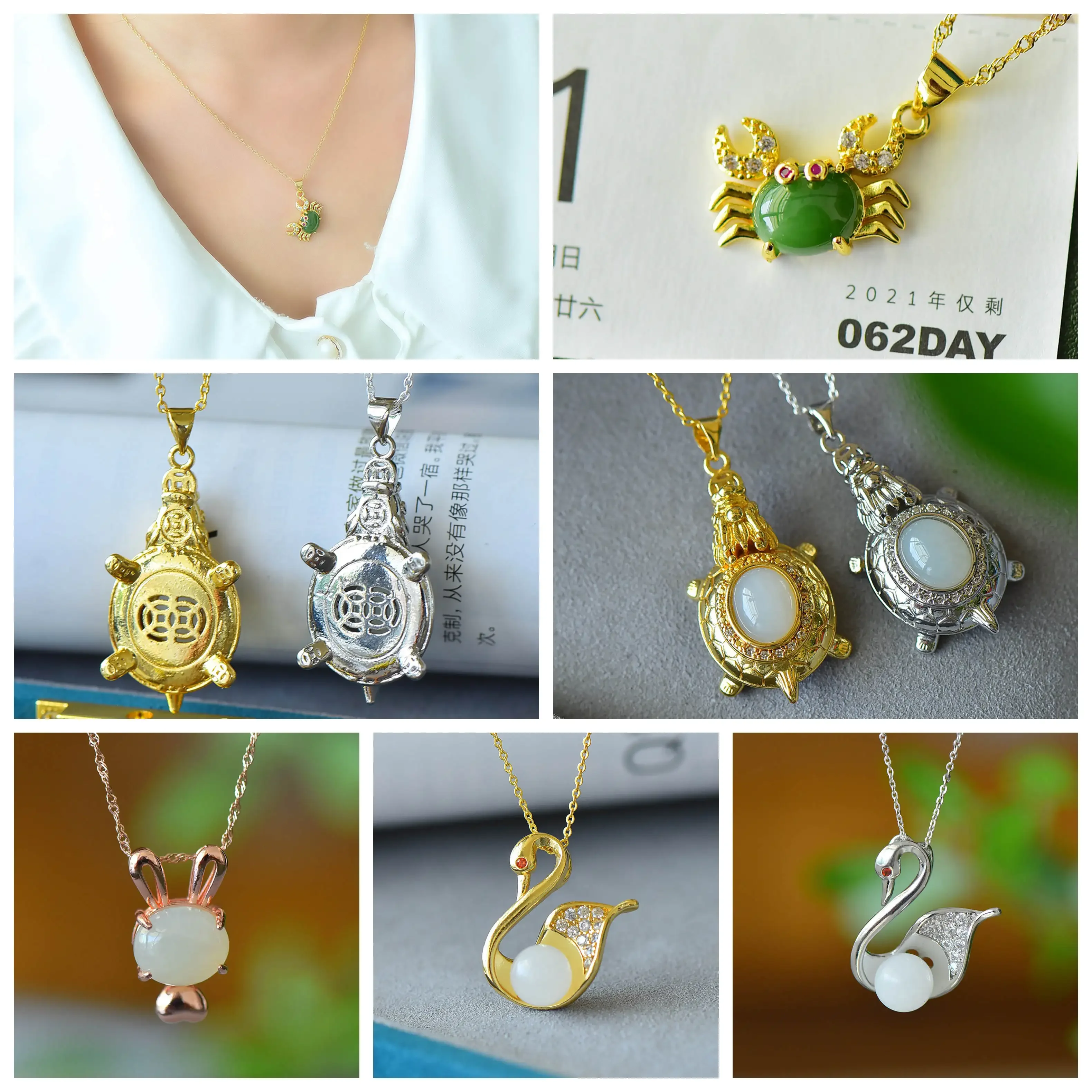 

Изысканная натуральная подвеска Hotan Jade jasper женское ожерелье темпераментная модная подвеска в форме лебедя кролика черепахи краба животного