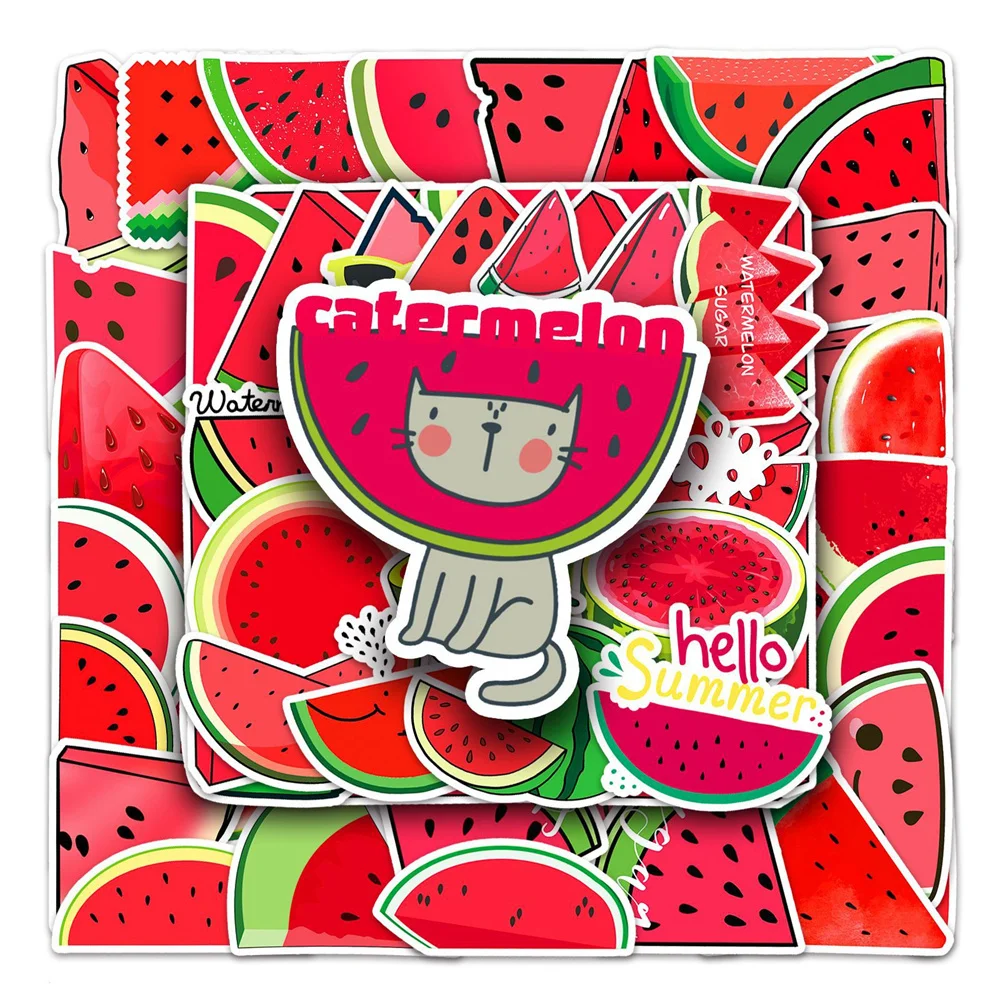 10/30/50PCS Cartoon Watermelon Fruit Personality Creative Sticker Desk Refrigerator Computer Phone  Waterproof Sticker Wholesale