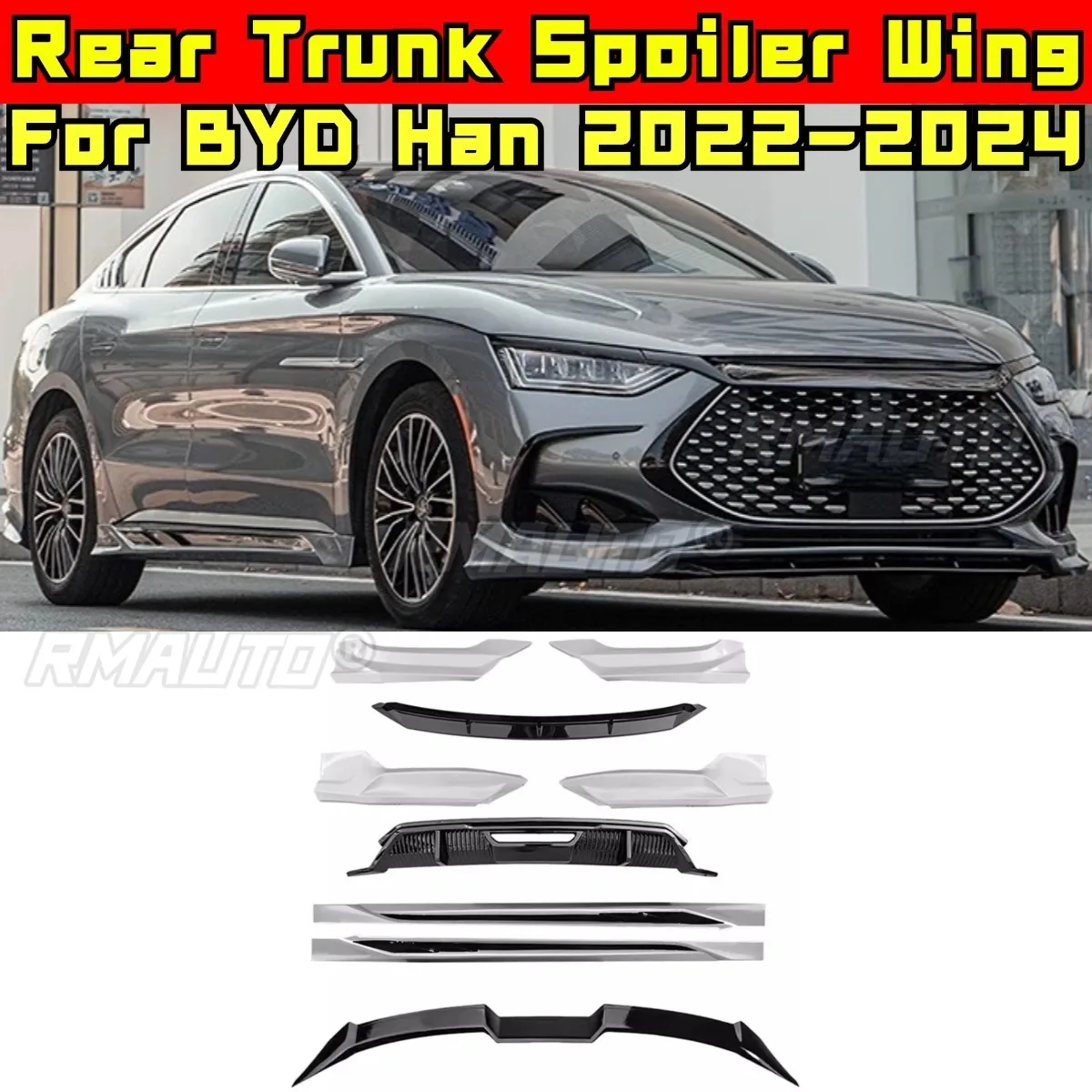 

Car Front Bumper Lip Splitter Diffuser Spoiler Rear Bumper Splitter Chin Body Kit For BYD Han 2022-2024 Exterior Accessories