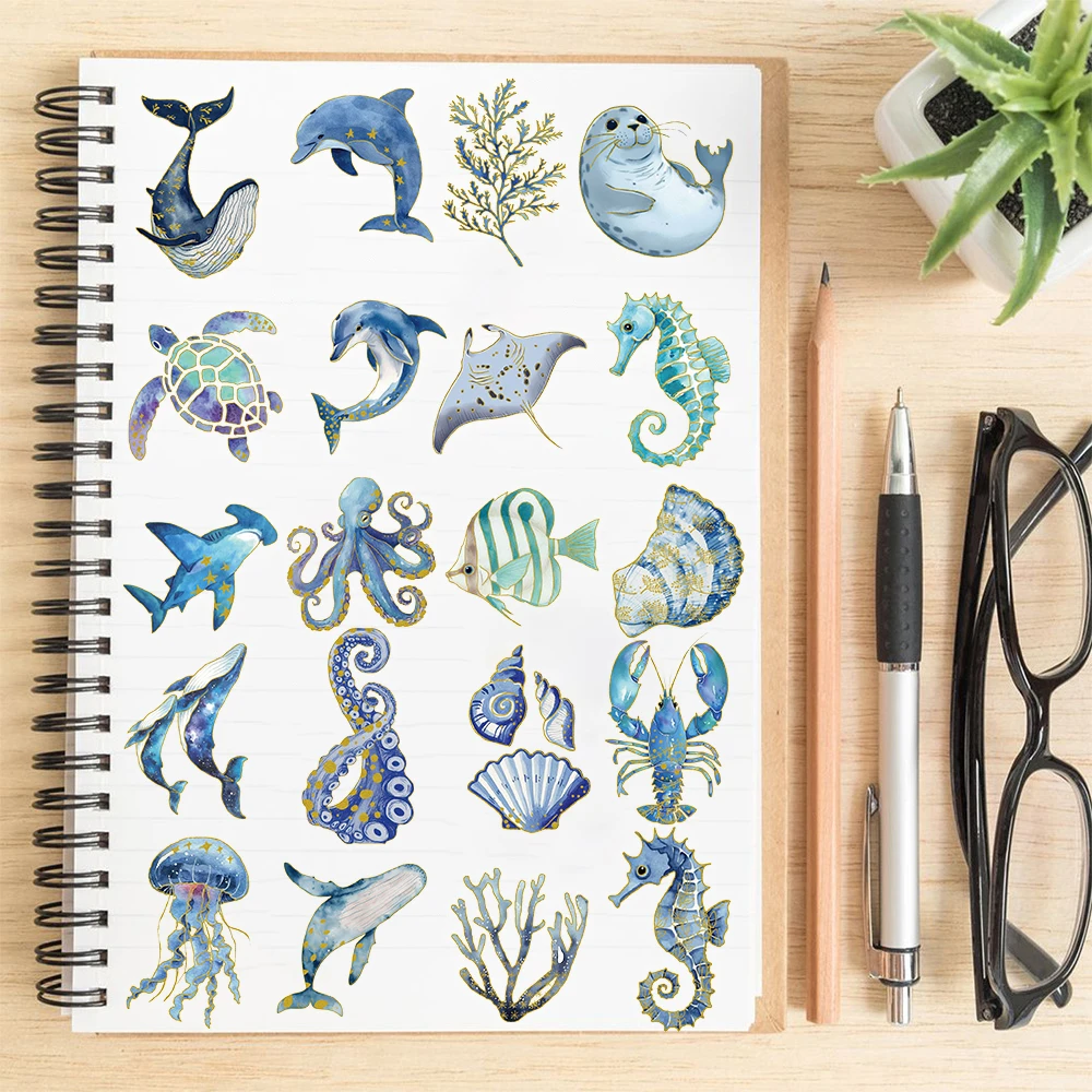 50/100 قطعة ملصقات الحياة البحرية الحنين الساخن ختم نمط نمط الجمالية دراجة الهاتف المحمول دراجة نارية الكتابة على الجدران ملصق