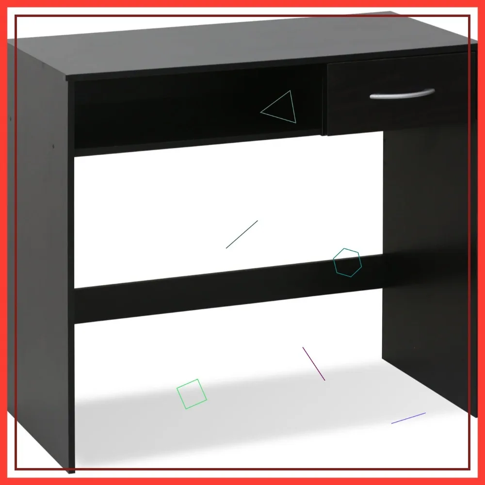 

Brown Computer Study Desk with Drawer, Sturdy and Spacious for Home Office