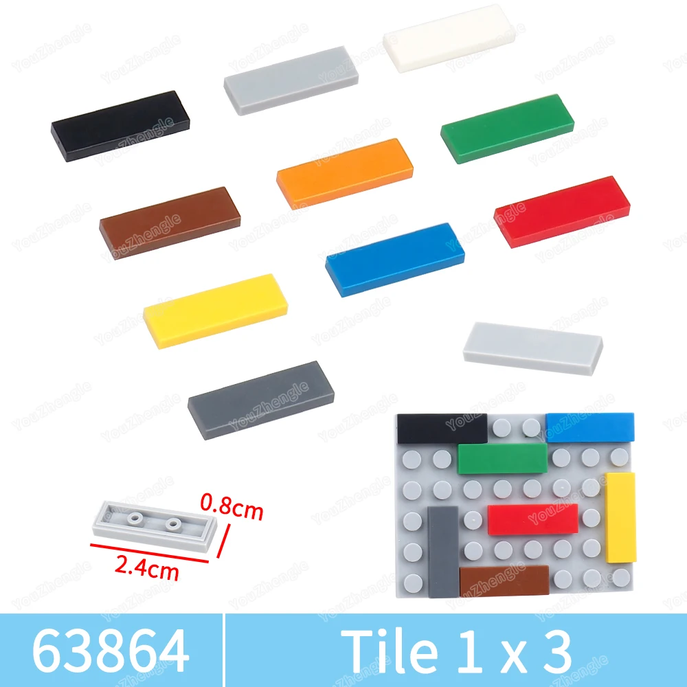 63864 Bouwsteen 1x3 Dots Low Board Tegels Accessoires Kleine Deeltjes Model Figuren Scènes Militaire Stad Kind Geschenken diy Speelgoed