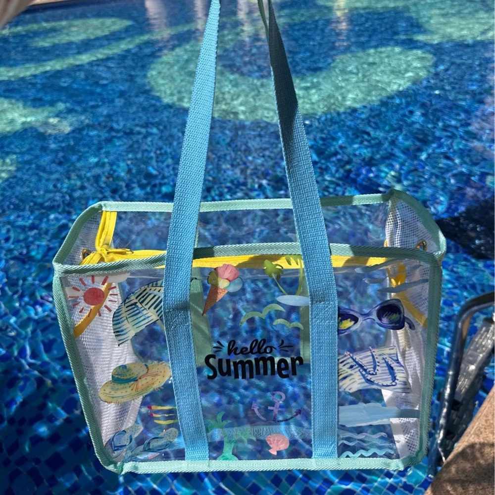 Large Capacity PVC Transparent Jelly Handbags Washing Bag Summer Outdoor Beach Tote Waterproof Swimming Storage Bag