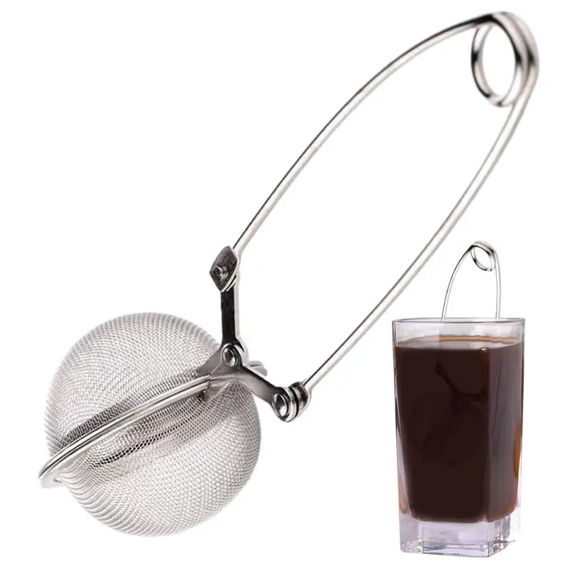 

Stainless Steel Spoon Tea Ball Infuser Filter Fine Mesh Ball Tea Filter Stainless Steel Snap Ball Strainer Handle Tea Ball