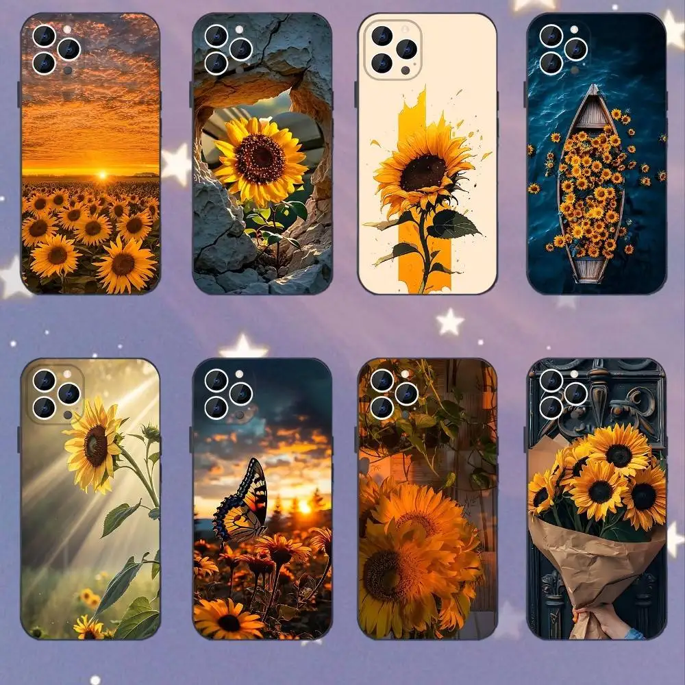 

Beautiful Yellow Sunflower Phone Case For iPhone 16,15,14,13,12,11,Mini,Pro,SE,MAX White Matte Shockproof Cover