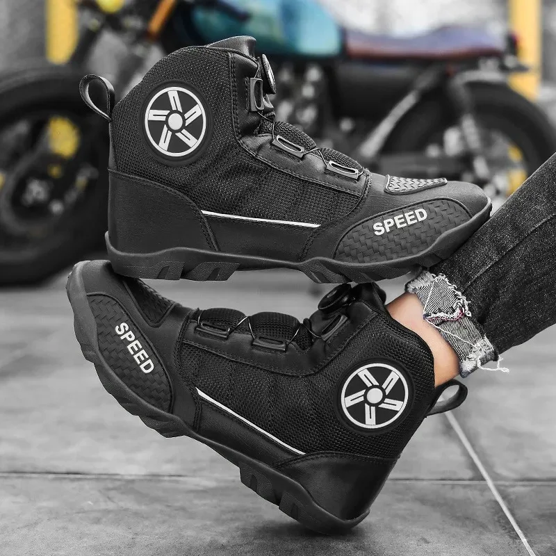 Picture 3: Four Seasons Mesh Breathable Motorcycle Cycling Boots Waterproof Anti Slip Traction Off Road Outdoor Riding Shoes for Men Women