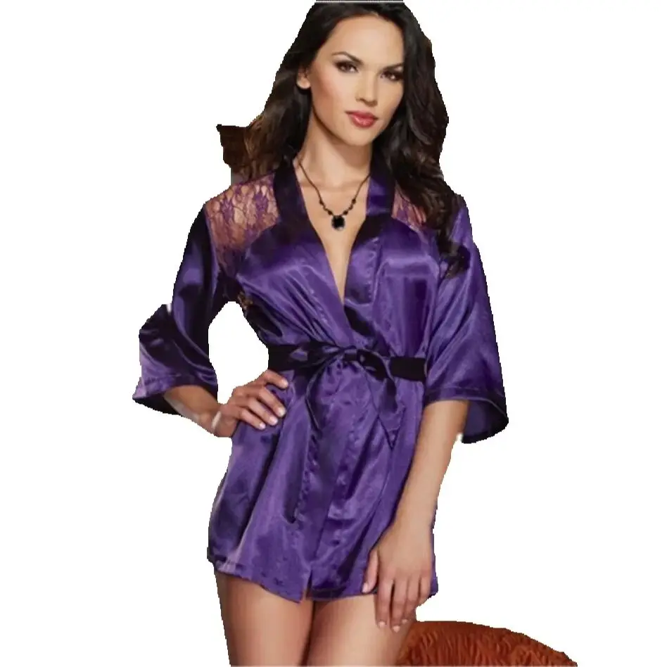 

Сексуальное женское нижнее белье больших размеров, атласное кружевное кимоно, интимная одежда для сна, халат, сексуальное ночное платье, женское нижнее белье, Pijama Mujer S2899