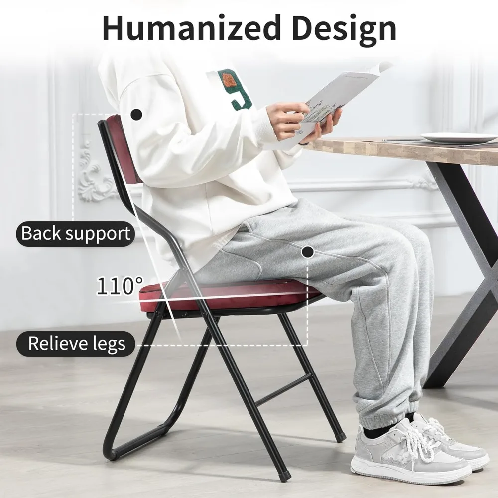 Conjunto de 4 cadeiras de jantar dobráveis e acolchoadas - assentos extras portáteis para cozinha, ideais para convidados e uso em sala de jantar