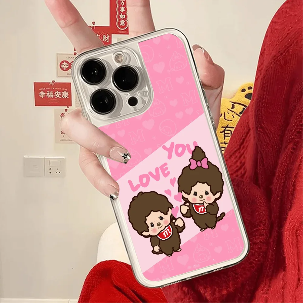 귀여운 M-몬치치 폰 케이스, 아이폰 12 11 13 14 15 16 17 미니 맥스 프로 플러스용 충격 방지 소프트 투명 백 커버