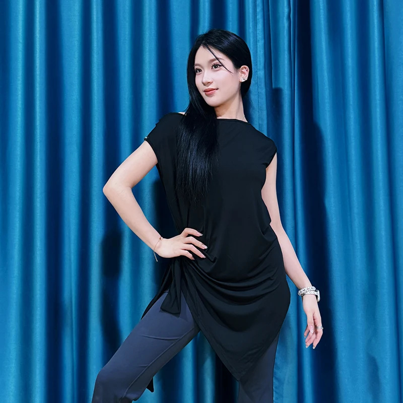 Vêtements d'entraînement professionnel de danse latine pour femmes, haut à épaules Sexy, doux et confortable, hauts d'entraînement, vêtements de danse pour filles, nouvelle collection