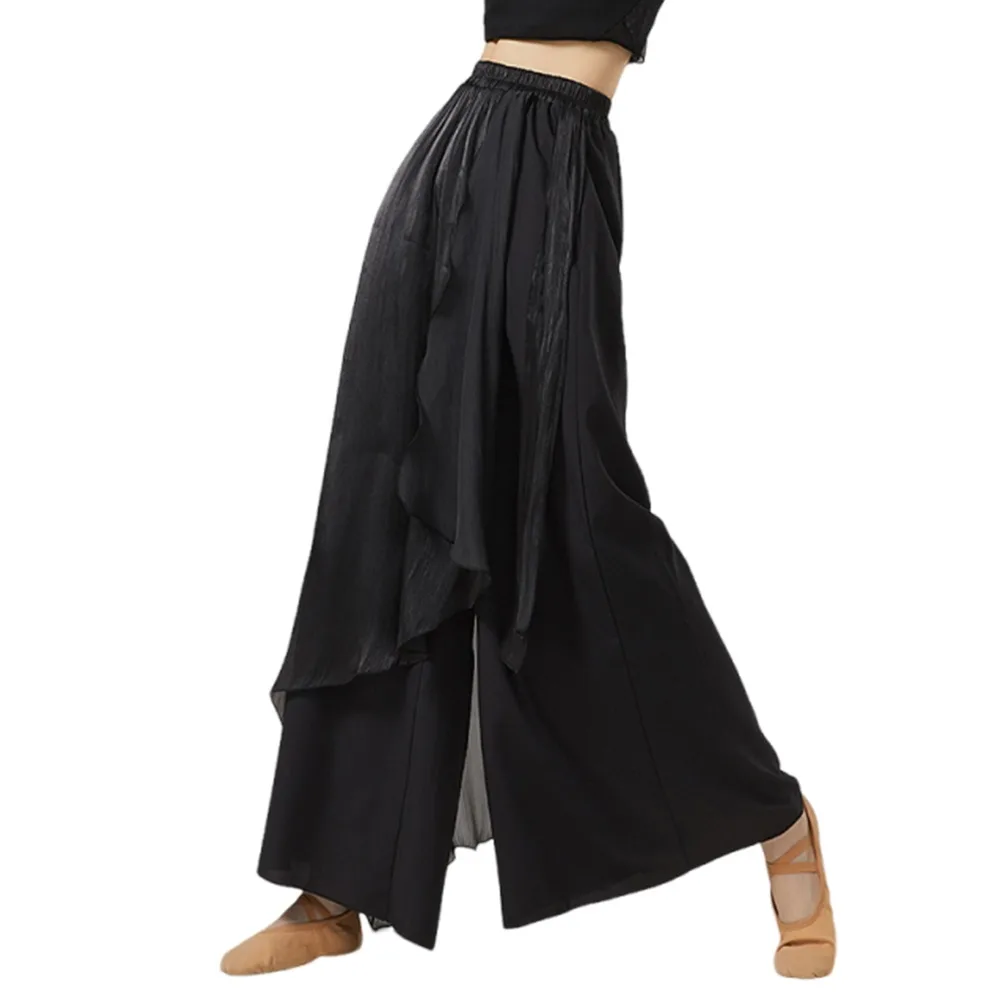 

Модные свободные танцевальные брюки-юбка из шифона, струящиеся, для классических танцев, повседневные, элегантные, широкие, спортивные