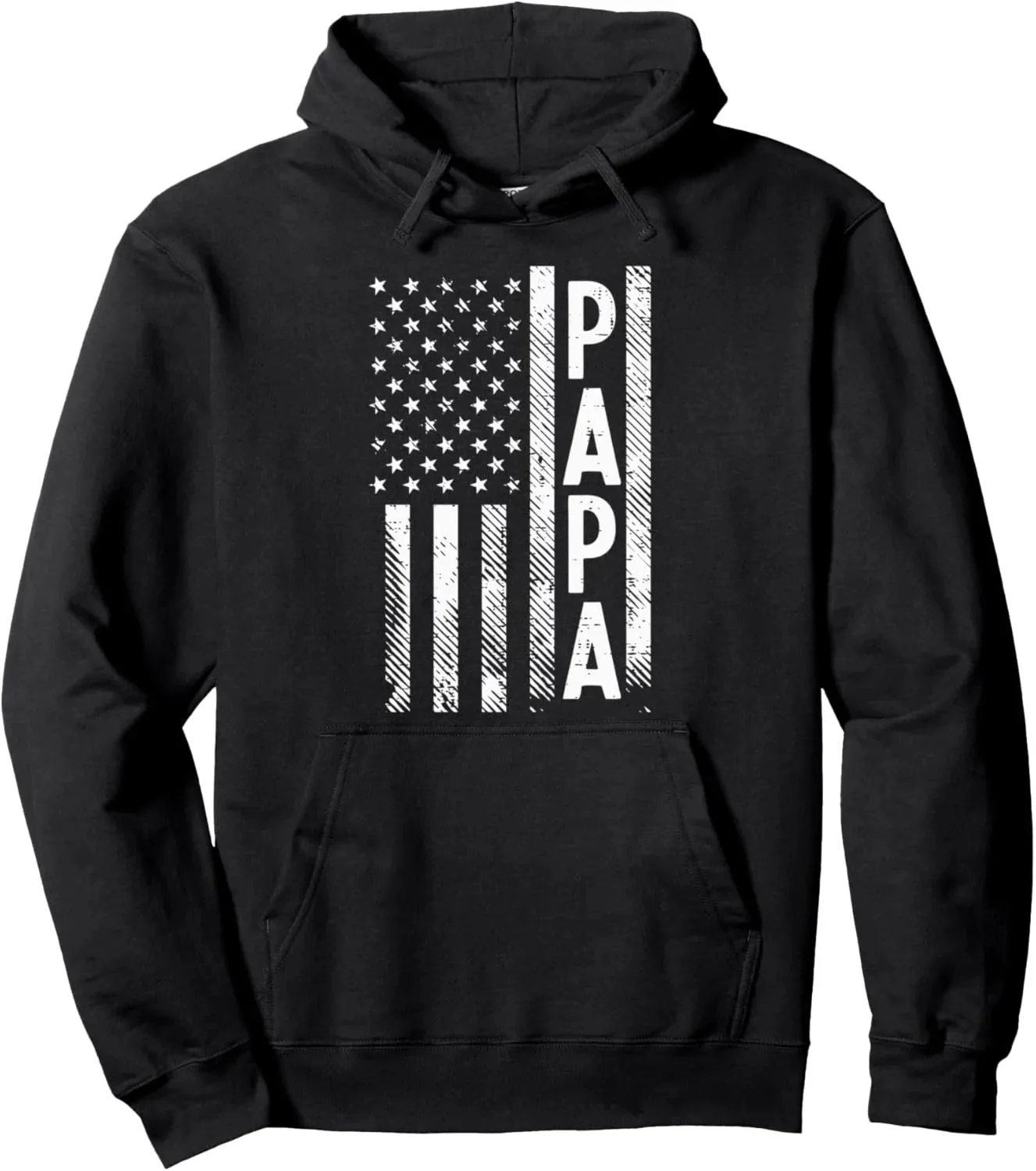 

Autumn and Winter Papa American Flag Print Cotton Hoodie, Patriotic Family - Themed Sweatshirt