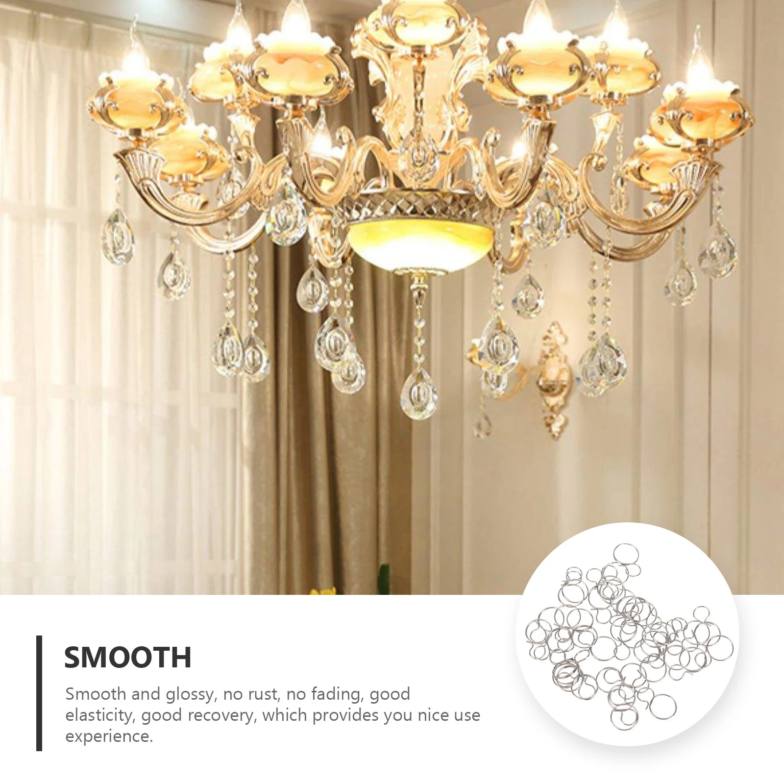 40Pcs Chandelier Connection Ring Durable Metal Crystal Pendant Connector for Home Lighting Decoration