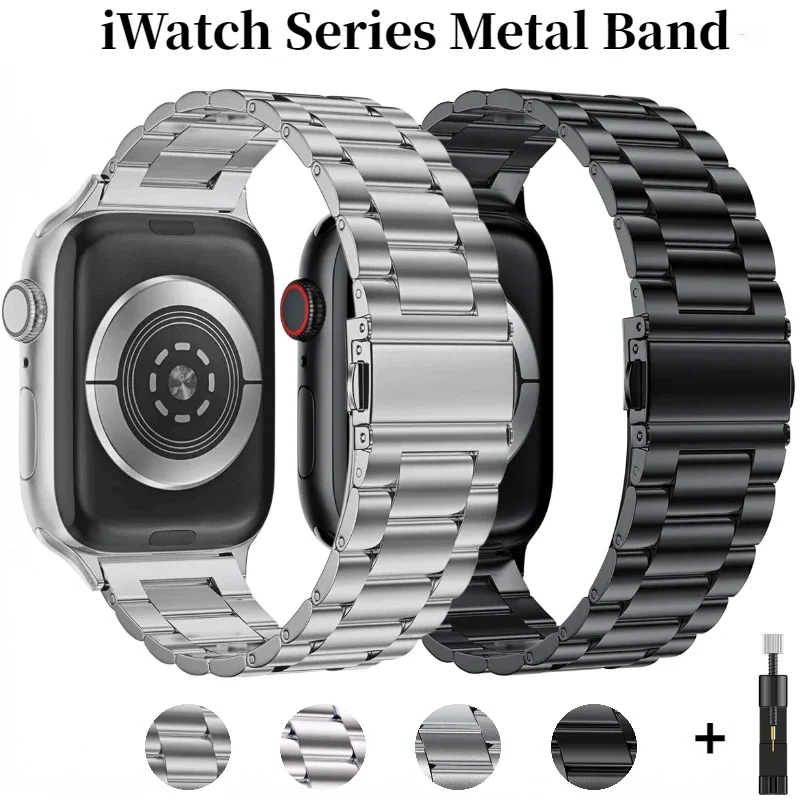 Metal Strap For Apple Watch Band Ultra 2 49mm 10 42mm 46mm Stainless Steel Wristband  iWatch Series 9 8 7 6 5 4SE 45mm 41mm 44mm