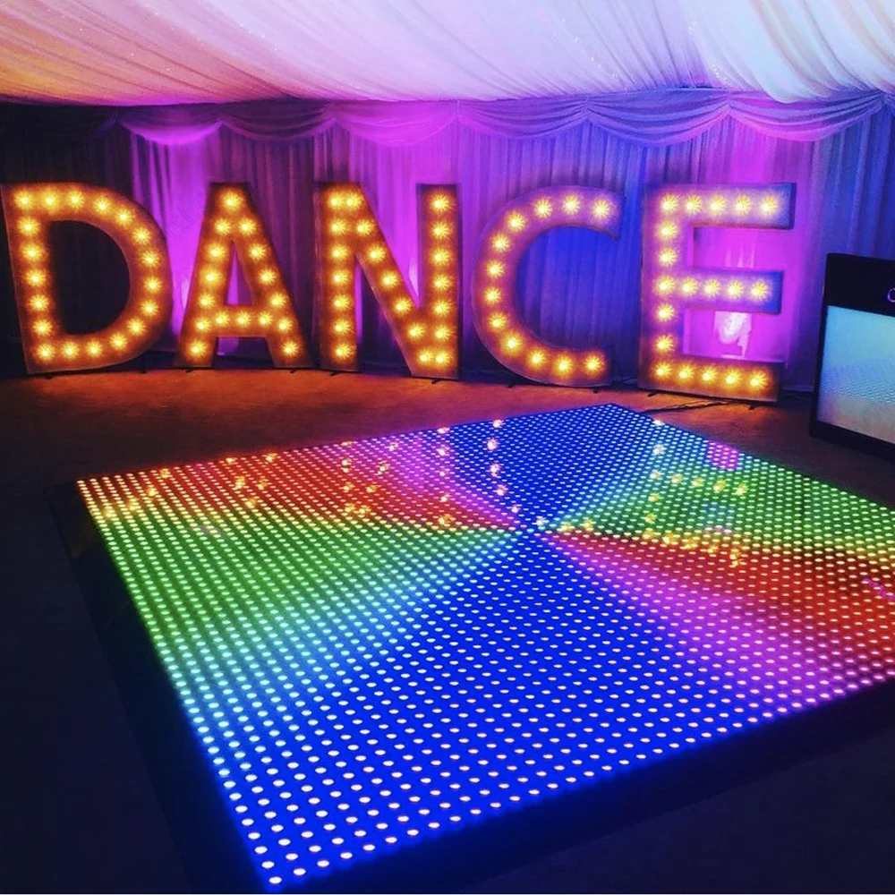 Lámpara LED 3D portátil para pista de baile, solución de 50x50cm, túnel interactivo, Panel de luz LED para pista de baile, espejo para escenario y