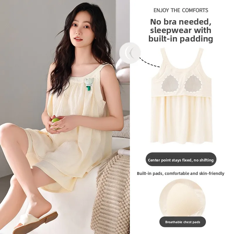 

Summer Casual Women's Spwear Set with Chest Pad Cute Cartoon Home Clothes Svel Loose Vest orts Outerwear
