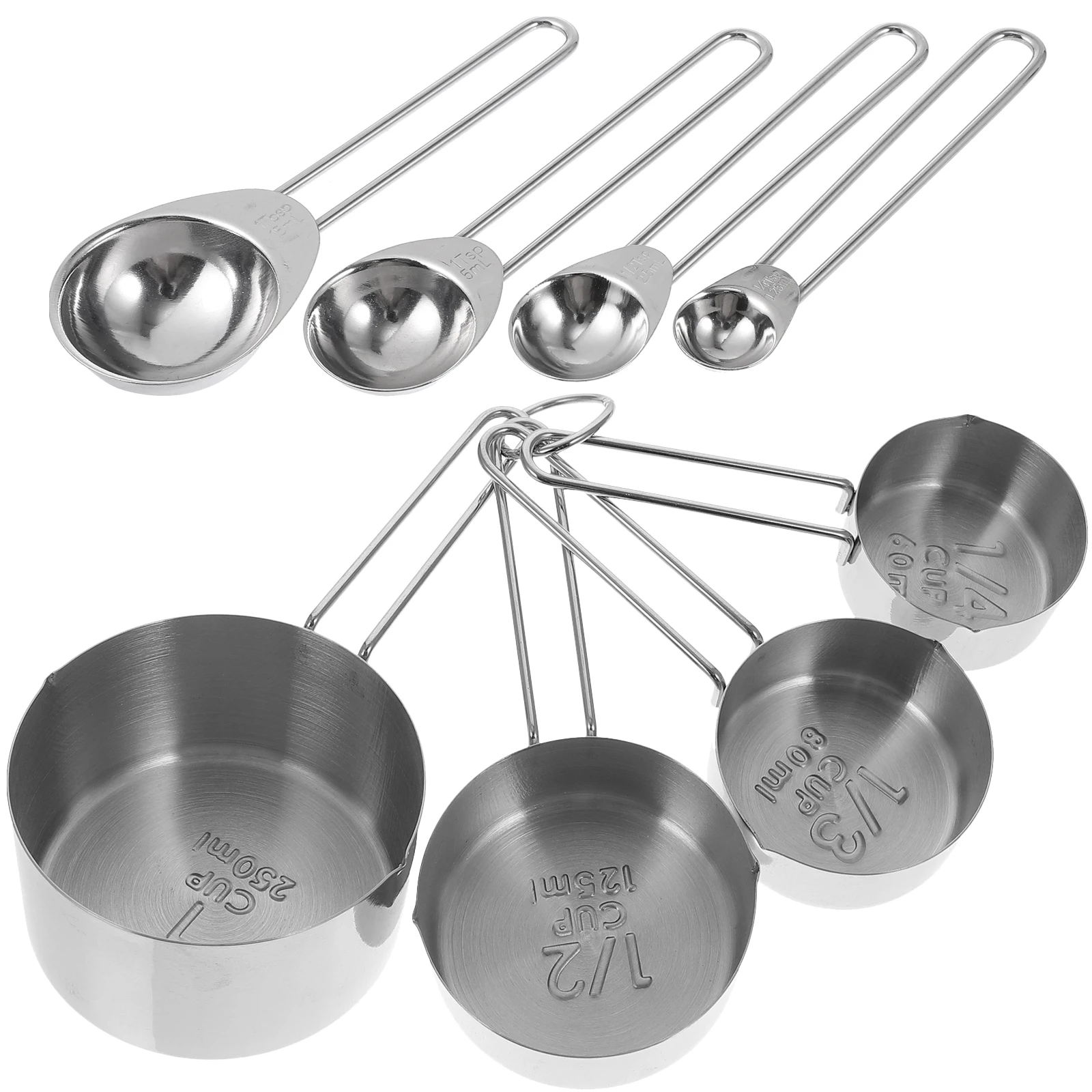 

High Grade Measuring Cups Spoon Set Stainless Steel Kitchen Baking Tool Scale Spoon Graduated Easy Use Durability