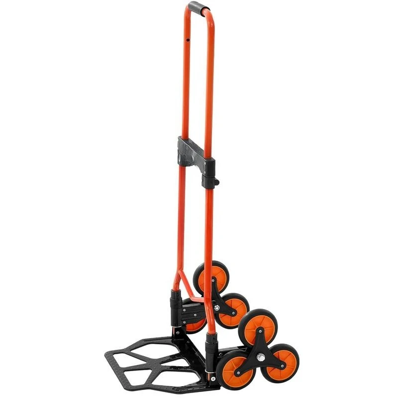 

Stair Climbing Cart, 120 lbs Stair-Climbing Capacity, Portable Folding Trolley Cart with Telescoping Handle, 6 Wheels and 2 Bungee Cords, Stair Climber Dolly for Home, Groceries, Warehouse