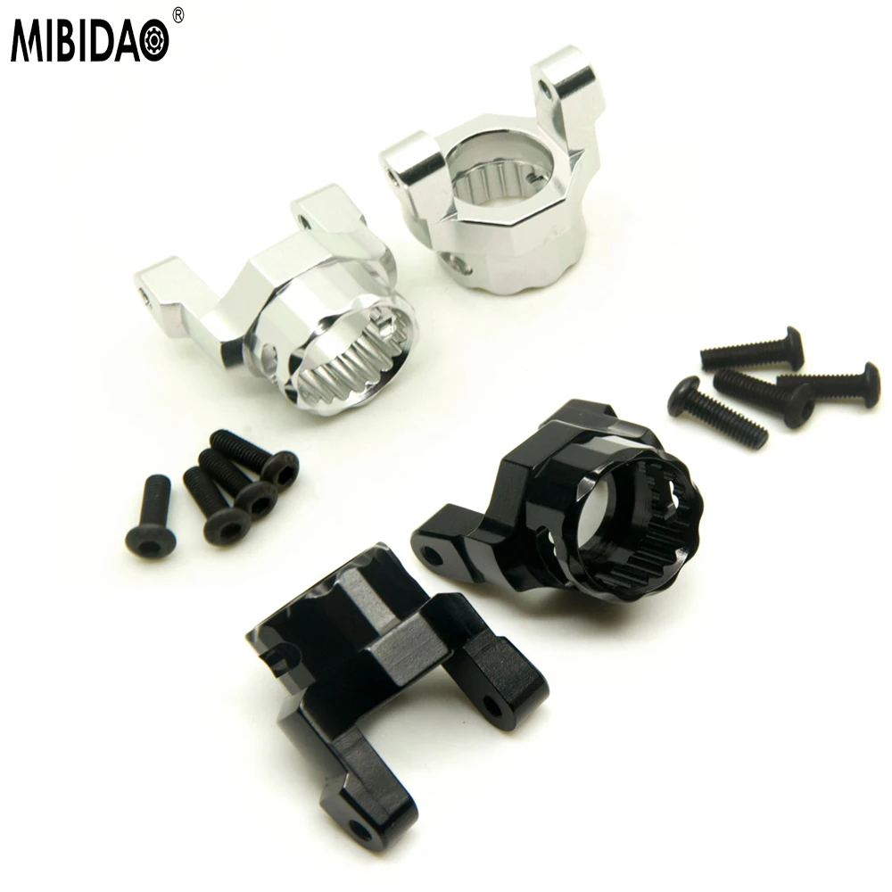 MIBIDAO 1Pair Black/Silver Aluminum Alloy Front C Hub for Axial Wraith 1/10th RC Rock Crawler Cars Upgrade Parts