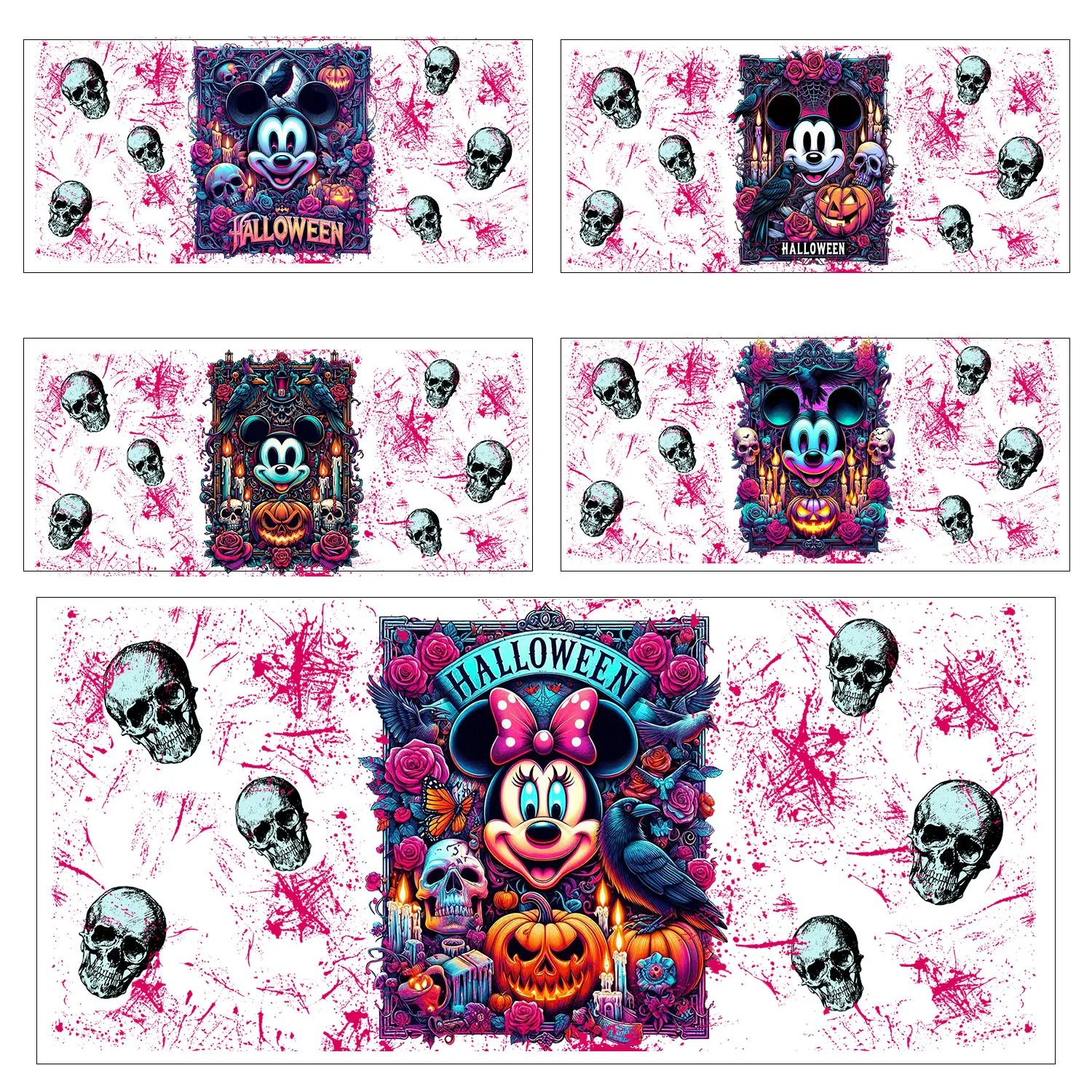 

Halloween Mickey Winnie series easy peel waterproof DIY Decals 3D transfers uvdtf crystal sticker 16oz uv dtf cup wraps