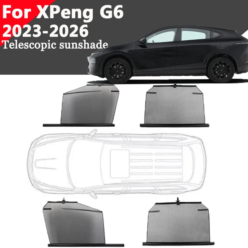 For XPeng G6 2023-2026 Car Telescopic Sunshade Side Windows Curtains Sun UV Protection Retractable Visor Auto Accessories