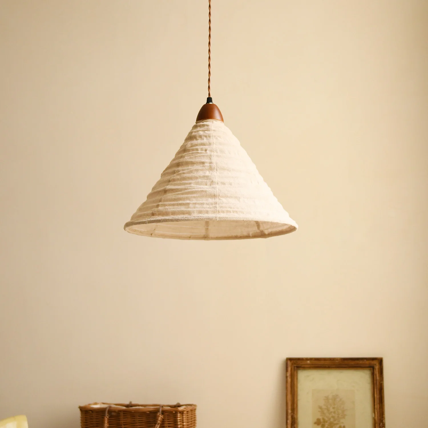 Handmade linen-cotton pendant light Japanese Wabi Sabi style natural minimalist Zen style Chinese art bedroom lighting fixtures