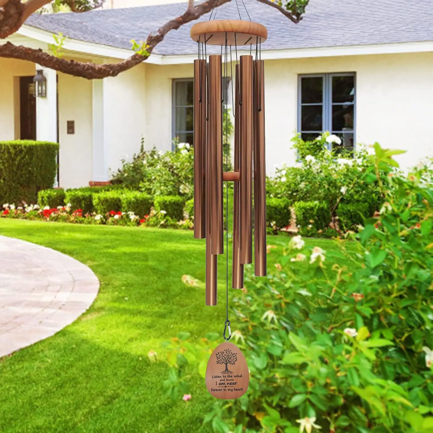 

Large Deep Tone Wind Chimes for Outdoor Memorial, Sympathy Gifts in Bronze - Garden Decor