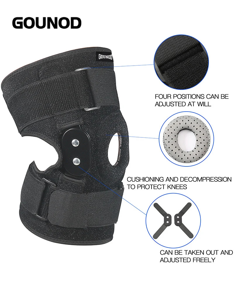 1PC Adjustable Hinged Knee Brace Knee Joint Brace Support Knee Stabilizer Knee Pad Patella Protector Arthritic Guard Pain Relief
