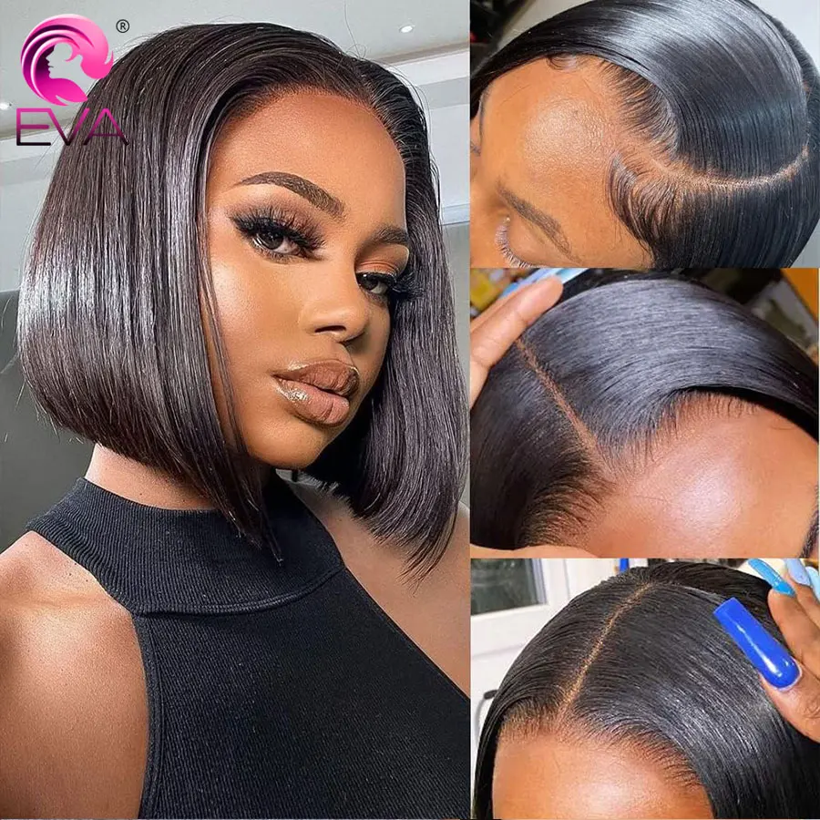 

Eva Straight Bob Wig Human Hair 180%Density Pre Plucked Hairline with Baby Hair Glueless Short Bob Wigs 13x6 Lace Frontal Wigs