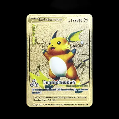 Pokemon 183200 Points High Mach Pikachu Charizard Mewtwo Gold Black English French Metal Card Vmax Mega GX Game Collection Card