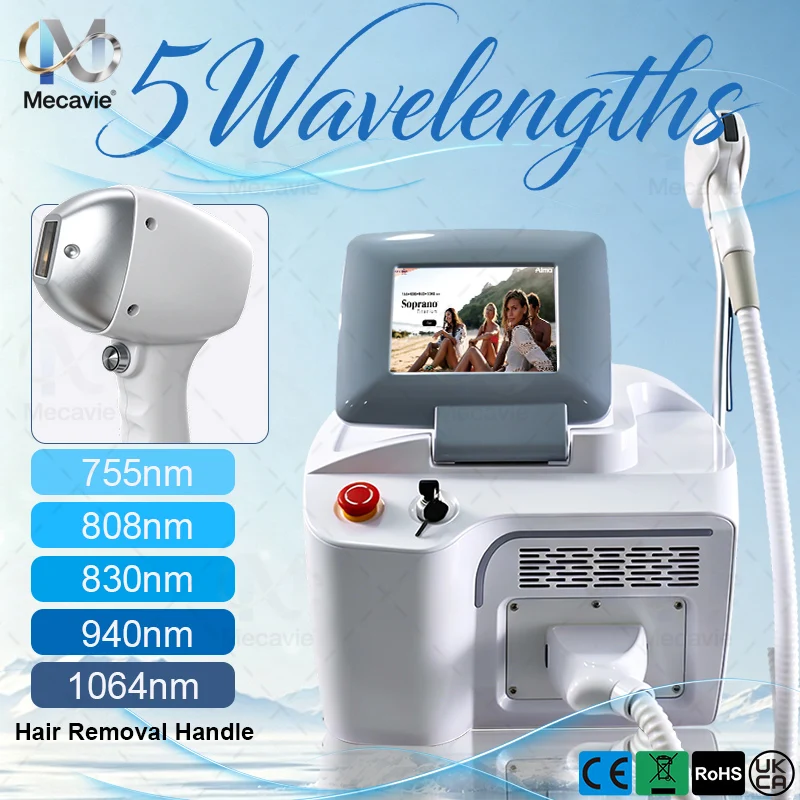 5 Wavelength Diode Laser Hair Removal Machine 755 808 830 940 1064nm Genuine Sapphire Ice Point Painless Permanent Hair Removal
