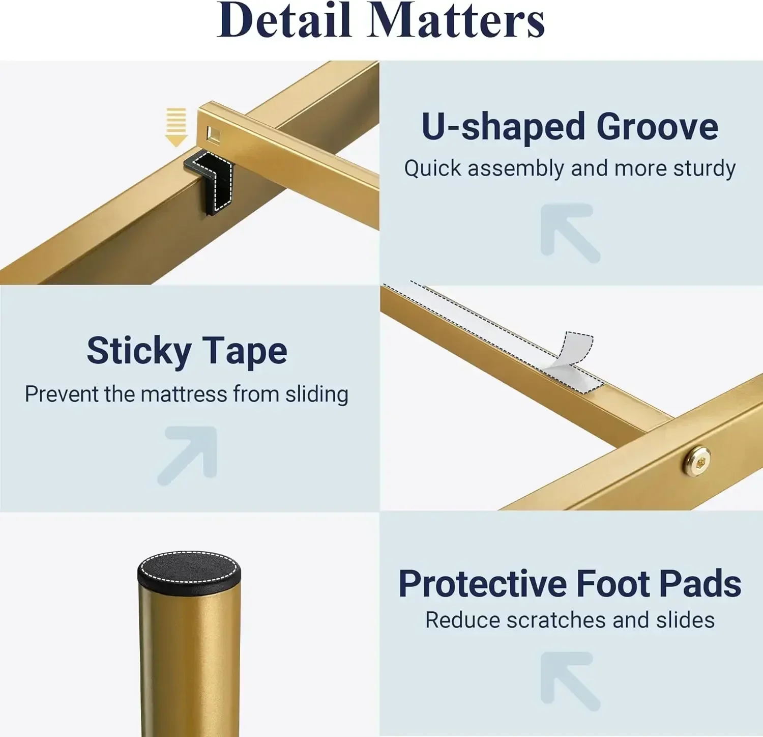 إطار سرير بمنصة معدنية ممتازة بحجم مزدوج مع لوح أمامي عتيق على الطراز الفيكتوري ولوح للقدمين/أساس مرتبة/تخزين تحت السرير #6