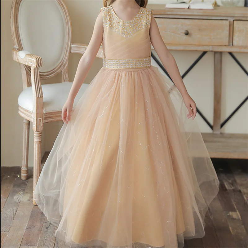 Elegant Lace Sleeveless Flower Girl Dress Kids Birthday Gift Party Princess Dress First Communion Ball Gowns Evening Dresses