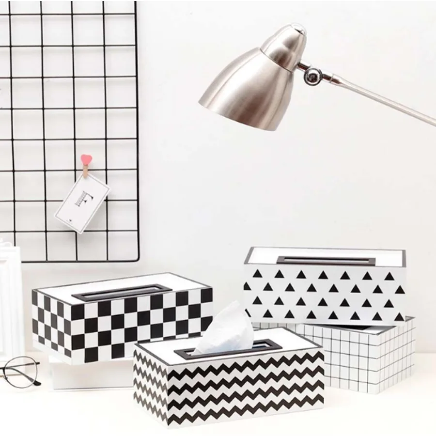 Wooden Tissue Box Holder Rectangle Simple Gris Tissue Box Cover for Home Office Restaurant