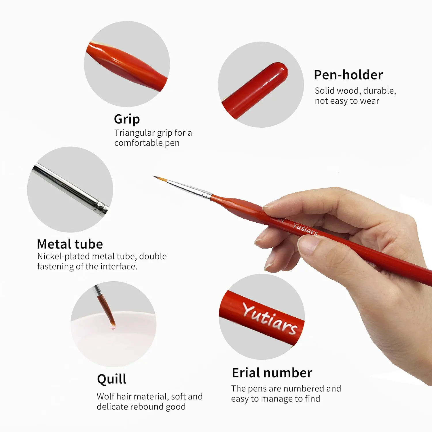 22Pcs Orange Miniature Line Art Painting Pen Nylon Hair Multi Shape Pen Head Gouache Watercolor Oil Paint Artist Hand Painted