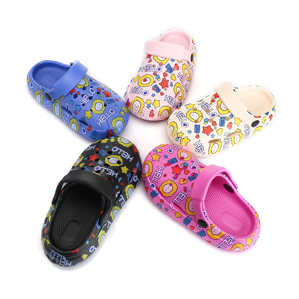 Print Children Slipper Boy Girls Hole Shoes Cartoon Cute Summer Clogs Kids Casual Sneaker Girls Slipper Shoes for Beach Garden