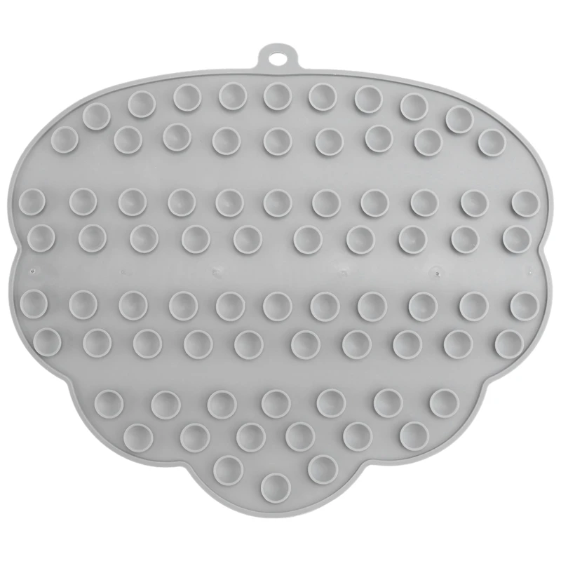 جهاز تنظيف للظهر والقدمين مثبت على الحائط بدون استخدام اليدين مع أكواب شفط - تنظيف عميق وتقشير باللون الرمادي للاستحمام