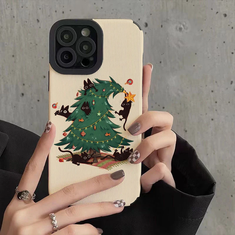 Custodie per telefoni Christmas Cat Tree per IPhone 11 custodia 14 Pro Max 15 Pro Max custodia per IPhone per IPhone 13