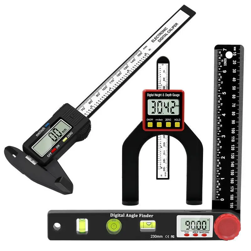 Digital Depth Gauge Digital Caliper Level Angle Ruler Height Ruler Depth Ruler Multi-function Measuring Tool Woodworking tools