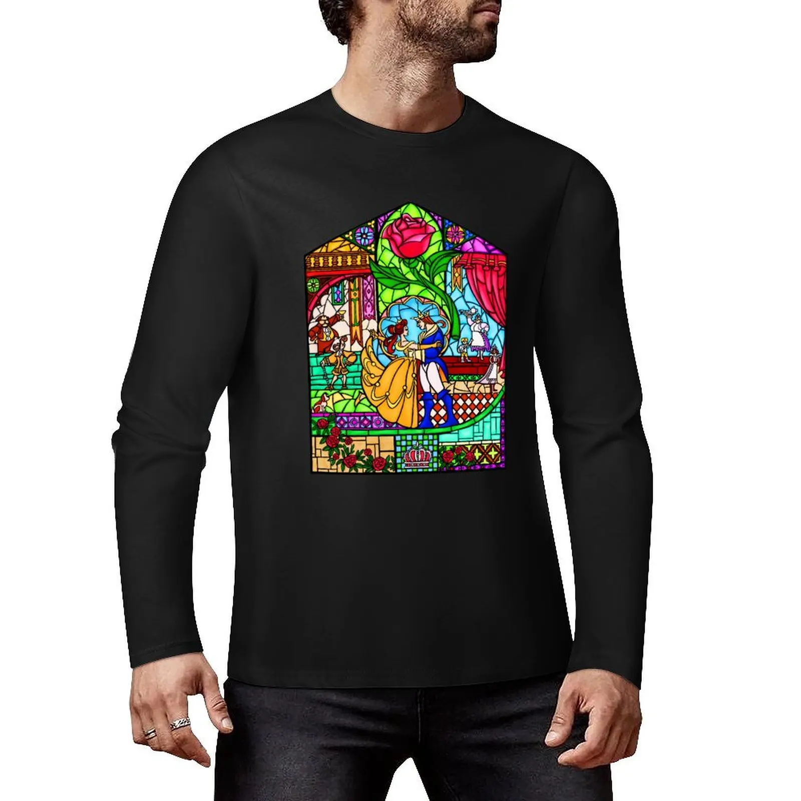 Patterns of the Stained Glass Window Long T-Shirt boys t shirts Aesthetic clothing mens t shirt graphic